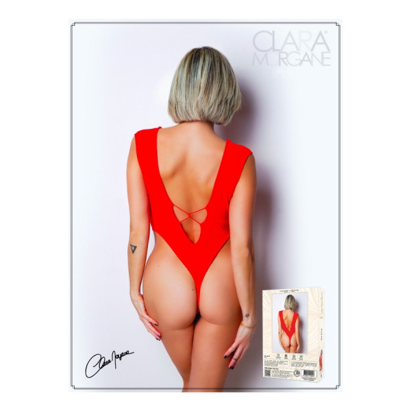 Body Rouge avec décolleté plongeant - Le Numéro 2 - Collection Body 